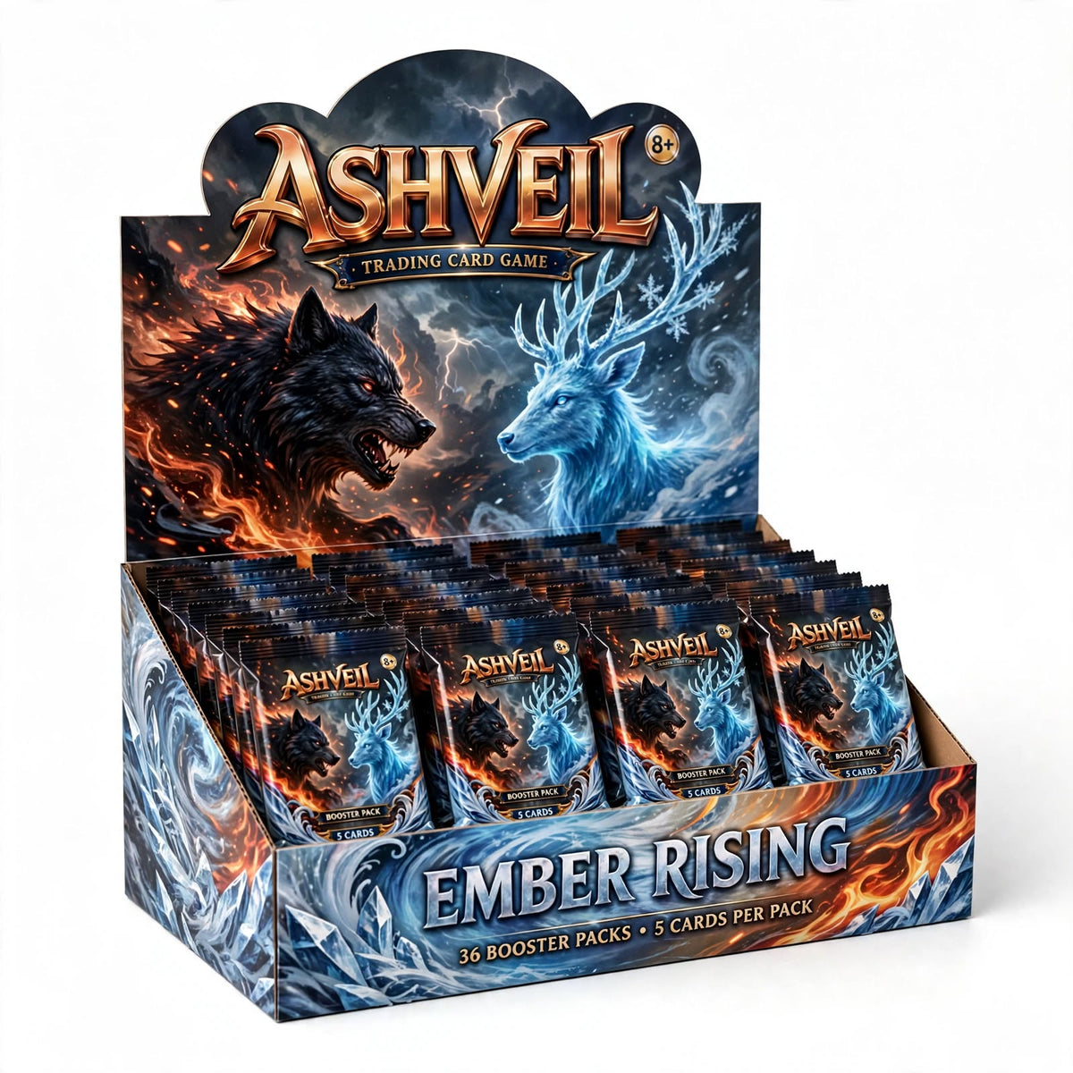 ASHVEIL Ember Rising Booster Pack – 180 Trading Cards, English, Sealed