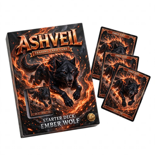 ASHVEIL Starter Deck: Ember Wolf – 60-Card Ready-to-Play Trading Card Deck, English