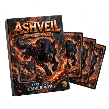 ASHVEIL Starter Deck: Ember Wolf – 60-Card Ready-to-Play Trading Card Deck, English
