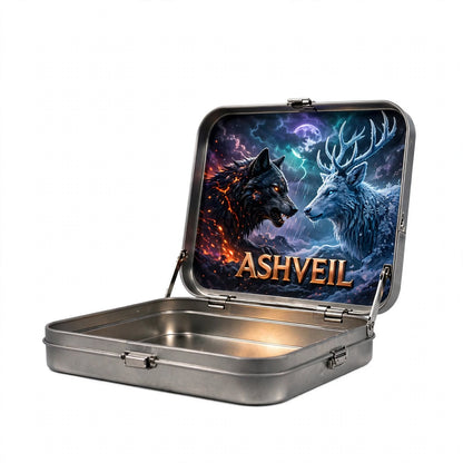 ASHVEIL Ember Rising Collector Tin – 4 Sealed Booster Packs and 1 Foil Card in a Reusable Hinged Metal Tin, English Edition, Ages 8+